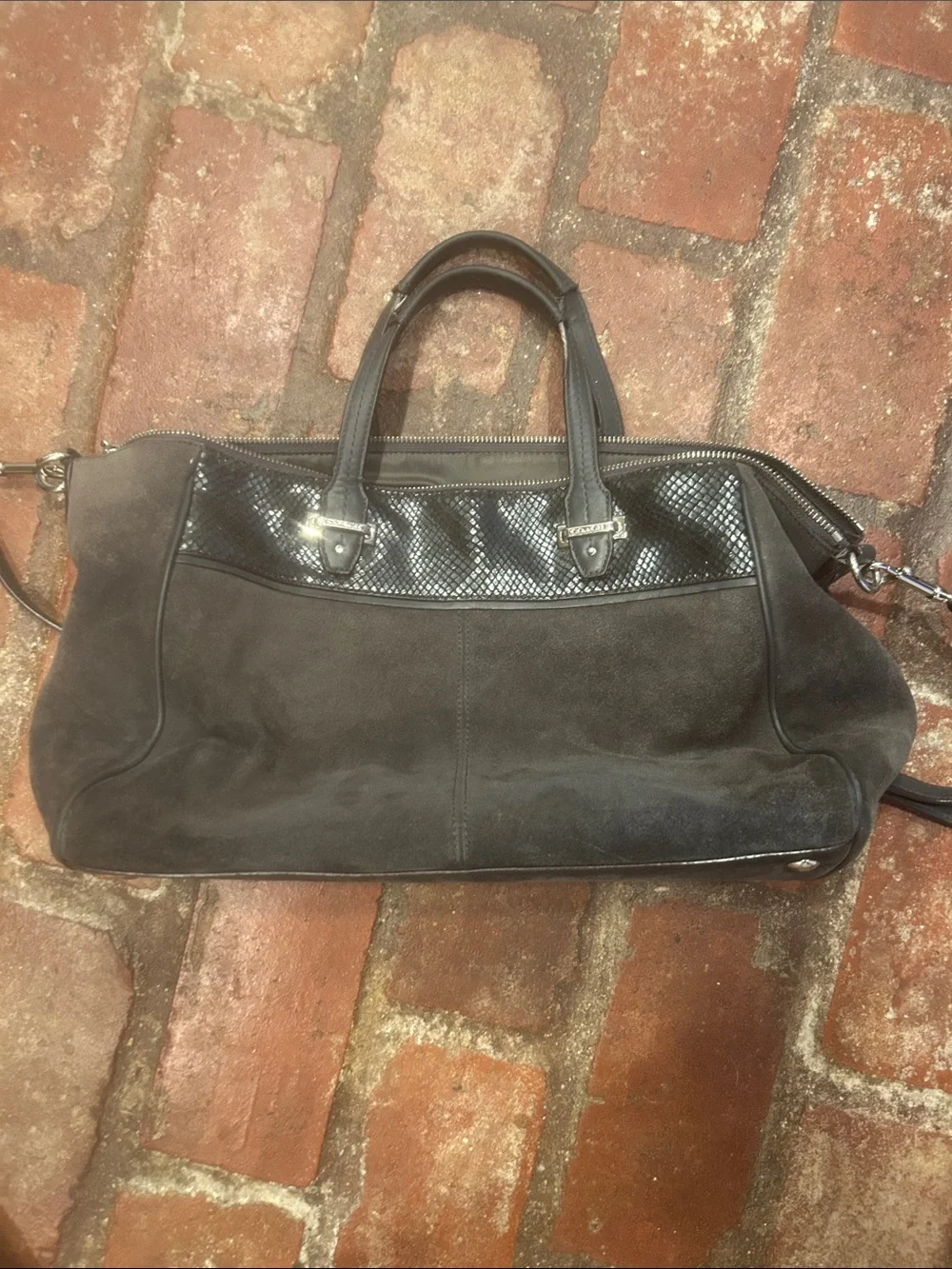 Coach Taylor Suede and Snakeskin Embossed Leather Carryall/Satchel